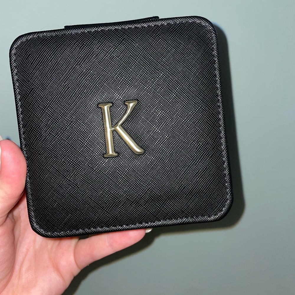 Black Monogrammed Accessory Case Initial “K” - image 1